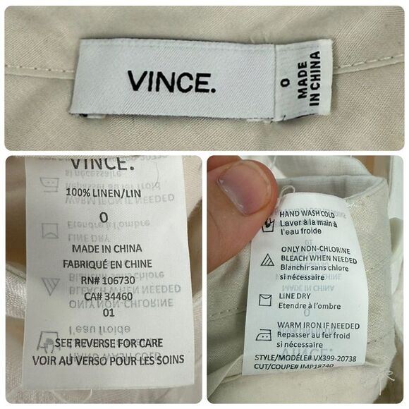 Vince Linen Tapered Pants in Cream | Size 0 - Picture 7 of 9